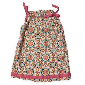 Hanna Andersson Girls Geometric Boho Paperbag Summer Dress Size 110 US 5